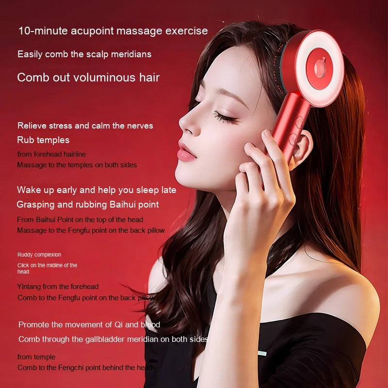 2 -in 1 Fluffy Comb Scalp Massager with oil Applicator Electric hair brush with oil dispenser 
Infrared Hair Care and Beauty
