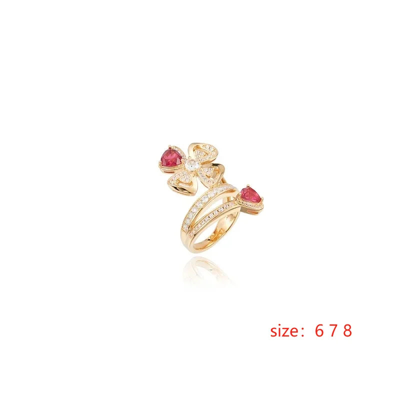 S925 Luxurious Set of Rose Colored Rings, Bracelets, and Necklaces. Where Opulence Meets Elegance，As Unique As You Are
